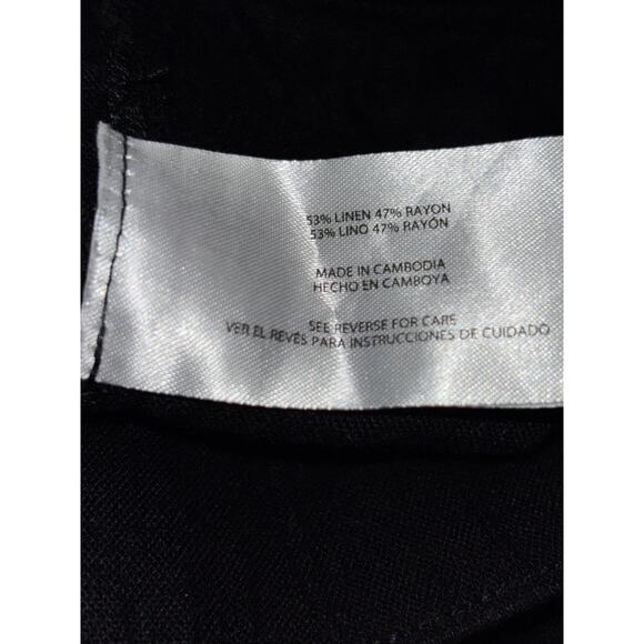 Gap NWT Black Linen-Blend WideLeg Trouser Pants Womens XL Elastic Drawstring Wst - Picture 9 of 13